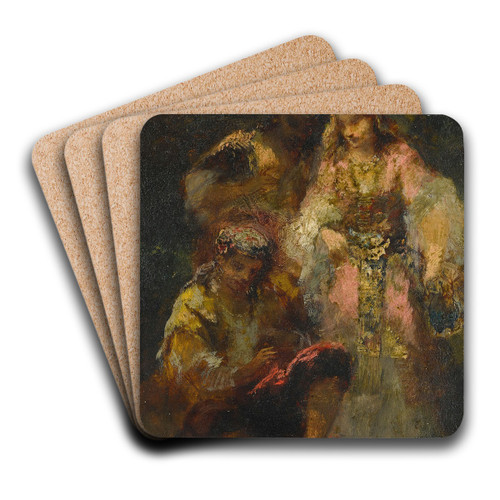 Groupe de bohmiennes enfort by Narcisse-Virgile Diaz de La Pea Art Drink Coaster set Groupe de bohmiennes enfort by Narcisse-Virgile Diaz de La Pea Art Drink Coaster set
