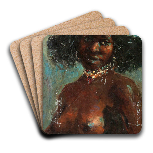 Portrait of a Young Woman In Bust by Carlos Abascal Art Drink Coaster set Portrait of a Young Woman In Bust by Carlos Abascal Art Drink Coaster set