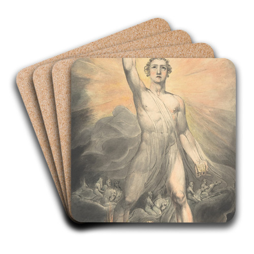 Angel of the Revelation (Book of Revelation, chapter 10) by William Blake Art Drink Coaster set