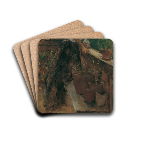Bauernmdchen auf dem Balkon by August von Pettenkofen Drink Coasters - set of 4