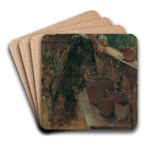 Bauernmdchen auf dem Balkon by August von Pettenkofen Art Drink Coaster set