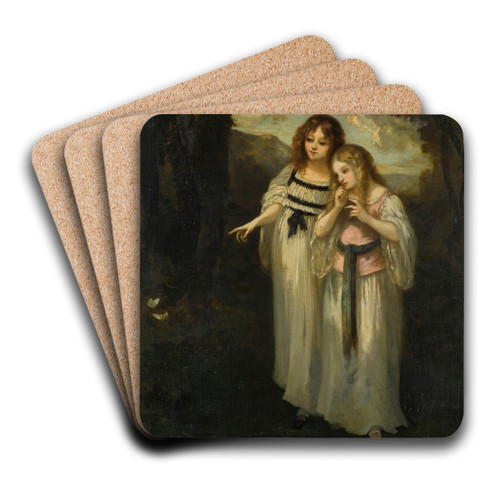 Papillons by Narcisse-Virgile Diaz de La Pea Art Drink Coaster set Papillons by Narcisse-Virgile Diaz de La Pea Art Drink Coaster set