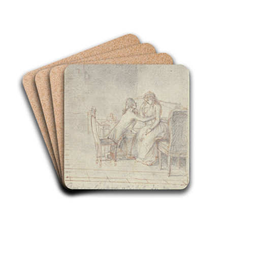 Auf einem Sofa rechts sitzt eine junge Dame by Daniel Nikolaus Chodowiecki Drink Coasters - set of 4 Auf einem Sofa rechts sitzt eine junge Dame by Daniel Nikolaus Chodowiecki Drink Coasters - set of 4