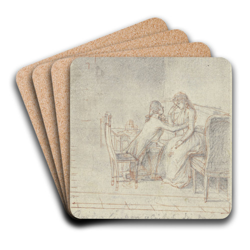 Auf einem Sofa rechts sitzt eine junge Dame by Daniel Nikolaus Chodowiecki Art Drink Coaster set Auf einem Sofa rechts sitzt eine junge Dame by Daniel Nikolaus Chodowiecki Art Drink Coaster set