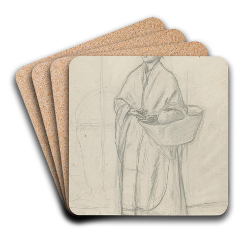 Venetian Girl with a Basket by Dominik Skuteck Art Drink Coaster set