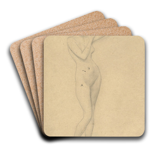 Stehender weiblicher Akt by Gustav Klimt Art Drink Coaster set