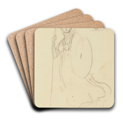Une femme en armure et bouclier de face by Albert Besnard Art Drink Coaster set
