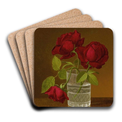Still Life Of Roses by Martin Johnson Heade Art Drink Coaster set Still Life Of Roses by Martin Johnson Heade Art Drink Coaster set