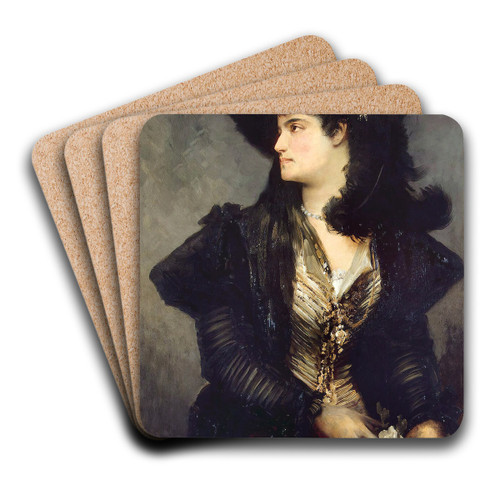 Portrait Of A Lady by Hans Makart Art Drink Coaster set