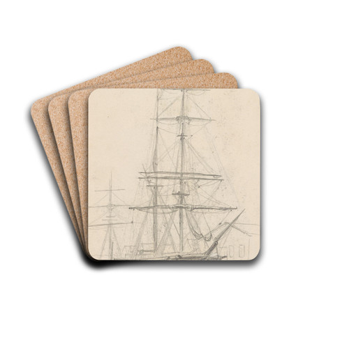 Skonnertbriggen 'Madamen' by Hans Gude Drink Coasters - set of 4