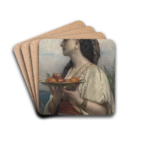 Slave with a Bowl of Fruit by Jules Joseph Lefebvre Drink Coasters - set of 4 Slave with a Bowl of Fruit by Jules Joseph Lefebvre Drink Coasters - set of 4