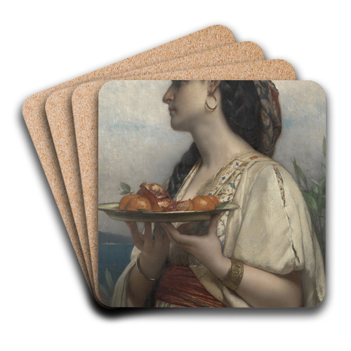 Slave with a Bowl of Fruit by Jules Joseph Lefebvre Art Drink Coaster set Slave with a Bowl of Fruit by Jules Joseph Lefebvre Art Drink Coaster set