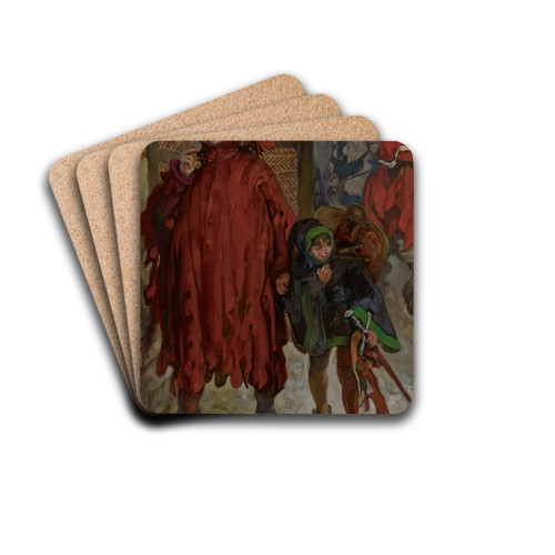 Sir John Falstaff with His Page, King Henry IV, Part II, Act I, Scene II by Edwin Austin Abbey Drink Coasters - set of 4