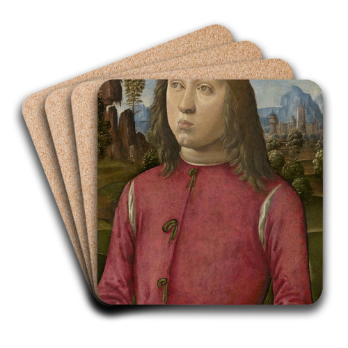 Portrait of a Youth by Agnolo di Domenico del Mazziere Art Drink Coaster set