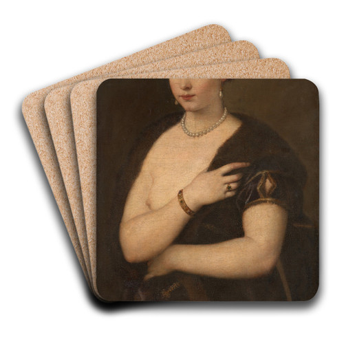 Girl in a Fur by Titian Art Drink Coaster set Girl in a Fur by Titian Art Drink Coaster set