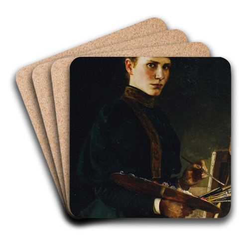 Selbstbildnis an der Staffelei by Maria Wunsch Art Drink Coaster set