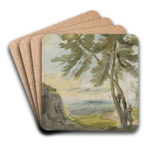 Baumpaar mit Staffagefigur by Jakob Christoph Miville Art Drink Coaster set