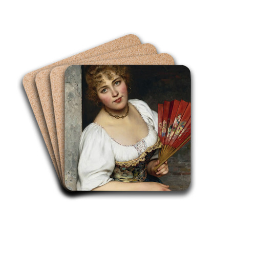 At The Window by Eugen von Blaas Drink Coasters - set of 4