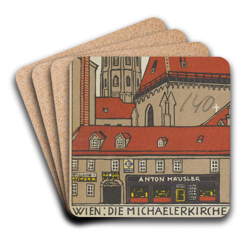 Wien; Die Michaelerkirche by Urban Janke Art Drink Coaster set
