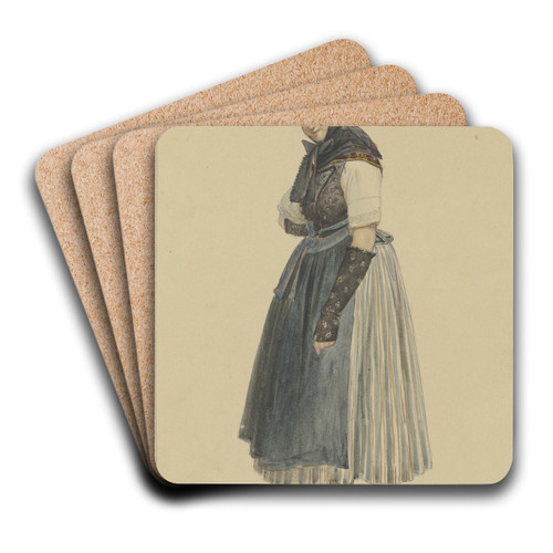 Stehende Buerin nach links by Jakob Frchtegott Dielmann Art Drink Coaster set Stehende Buerin nach links by Jakob Frchtegott Dielmann Art Drink Coaster set