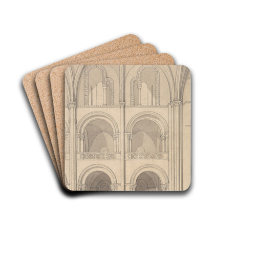 Perspective Elevation of Part of the Abbey Church of Saint Stephen at Caen, Normandy by John Sell Cotman Drink Coasters - set of 4