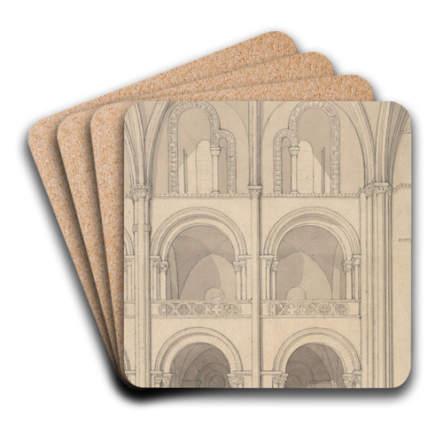 Perspective Elevation of Part of the Abbey Church of Saint Stephen at Caen, Normandy by John Sell Cotman Art Drink Coaster set