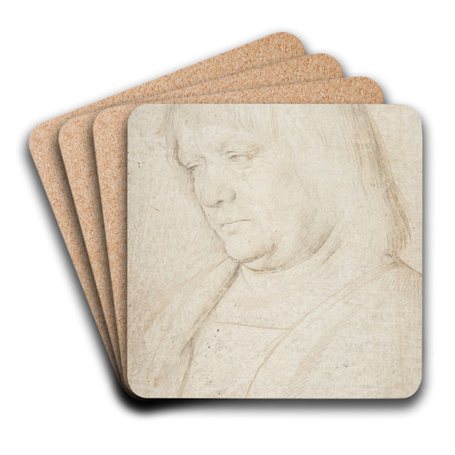 Sinnender Mann mit langem Haar by Hans Holbein The Elder Art Drink Coaster set