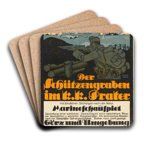 Schtzengraben im k. k. Prater by Franz Wacik Art Drink Coaster set