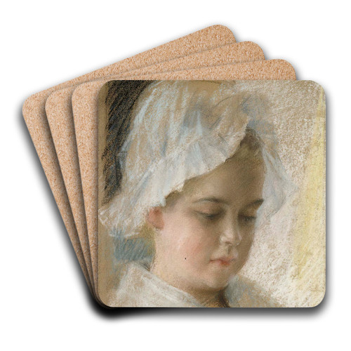 Portrait of Berta Edelfelt, study by Albert Edelfelt Art Drink Coaster set