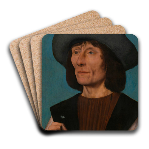 Portrait of a Man with a Pink by Quentin Massys Art Drink Coaster set