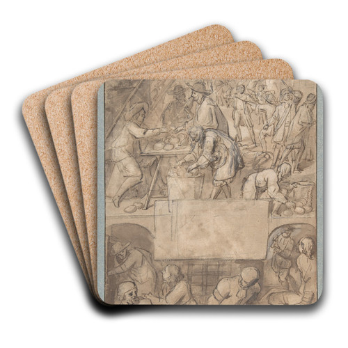 Allegory of Commerce and a Debtor's Prison by Romeyn De Hooghe Art Drink Coaster set Allegory of Commerce and a Debtor's Prison by Romeyn De Hooghe Art Drink Coaster set