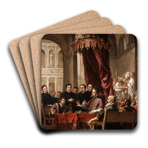 The Conversion and Baptism of St. Augustine by St. Ambrose by Juan de Valds Leal Art Drink Coaster set