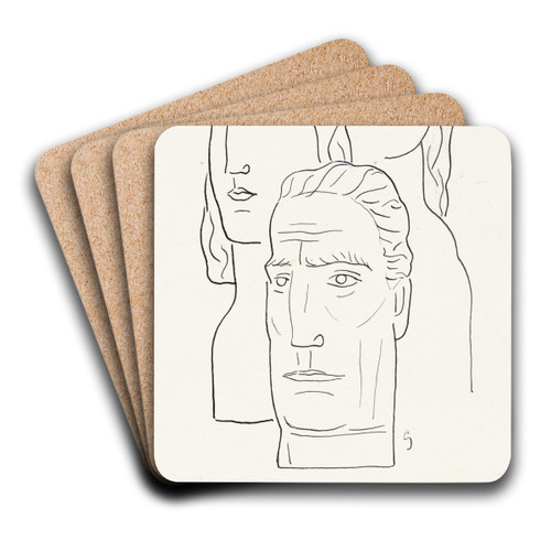 Twee vrouwen hoofden en een mannen hoofd by Leo Gestel Art Drink Coaster set