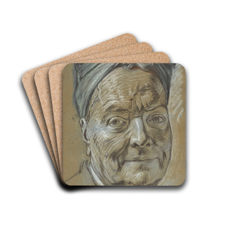 Portrait of Louis de Silvestre by Maurice-Quentin de La Tour Drink Coasters - set of 4 Portrait of Louis de Silvestre by Maurice-Quentin de La Tour Drink Coasters - set of 4