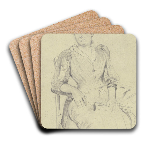 Sitzende Dame mit Fcher by Otto Scholderer Art Drink Coaster set