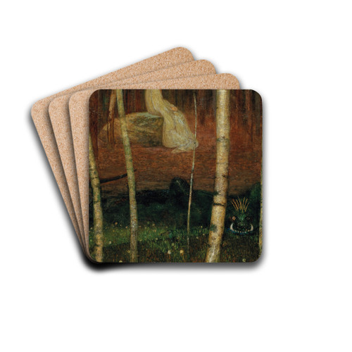 Prinzessin und Lindwurm by Friedrich Knig Drink Coasters - set of 4 Prinzessin und Lindwurm by Friedrich Knig Drink Coasters - set of 4