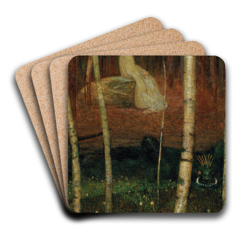 Prinzessin und Lindwurm by Friedrich Knig Art Drink Coaster set Prinzessin und Lindwurm by Friedrich Knig Art Drink Coaster set