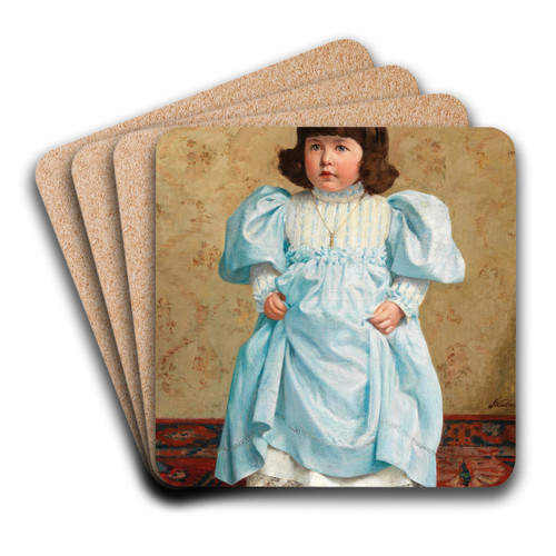 Girl In A Blue Frock by Dominik Skutetzky Art Drink Coaster set
