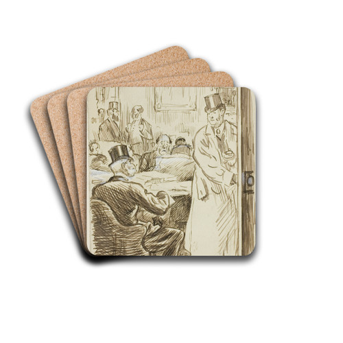 At the Club by Charles Samuel Keene Drink Coasters - set of 4 At the Club by Charles Samuel Keene Drink Coasters - set of 4