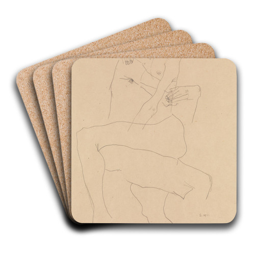 Couple Embracing by Egon Schiele Art Drink Coaster set