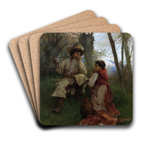 Pastoral Scene by Witold Pruszkowski Art Drink Coaster set