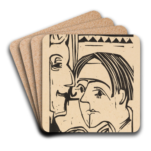 Frau und Mann by Ernst Ludwig Kirchner Art Drink Coaster set