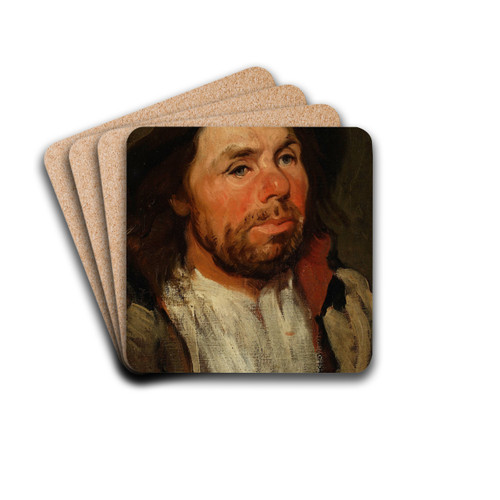Study of a peasant in a hat by Piotr Michaowski Drink Coasters - set of 4 Study of a peasant in a hat by Piotr Michaowski Drink Coasters - set of 4