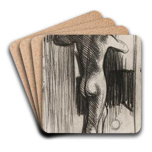 Nude Male Model from the Back by Magnus Enckell Art Drink Coaster set