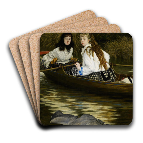 On the Thames, A Heron by James Tissot Art Drink Coaster set