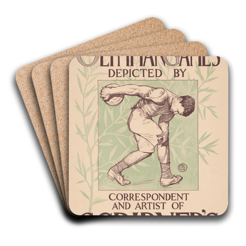 The Olympian games depicted by correspondent and artist of Scribner's by Corwin Knapp Linson Art Drink Coaster set