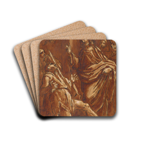 Christ Exorcising Devils from a Lame Man by Giacomo Cavedone Drink Coasters - set of 4