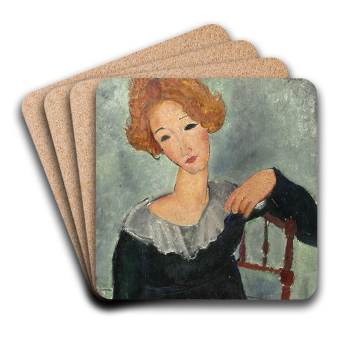 Woman with Red Hair by Amedeo Modigliani Art Drink Coaster set
