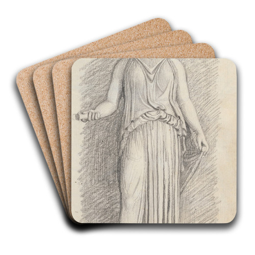 Minerva, Palazzo Giustiniani, Rome by John Flaxman Art Drink Coaster set Minerva, Palazzo Giustiniani, Rome by John Flaxman Art Drink Coaster set