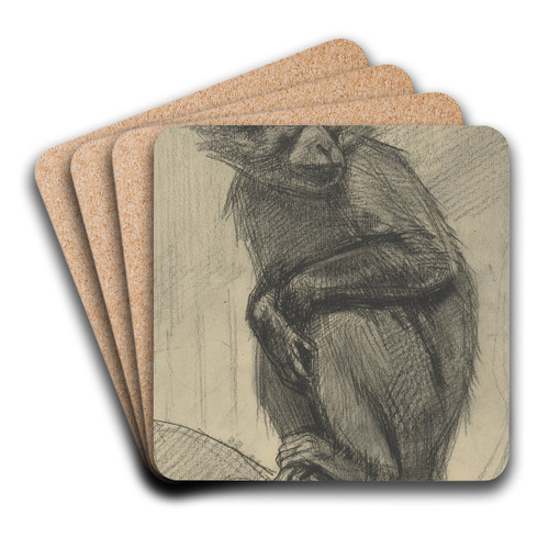 Monkey on a Branch by August Alleb Art Drink Coaster set